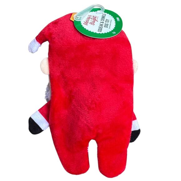 Merry & Bright Flattie Santa Squeak Crinkle Dog Toy Plush Shake Toss Christmas - Picture 3 of 4